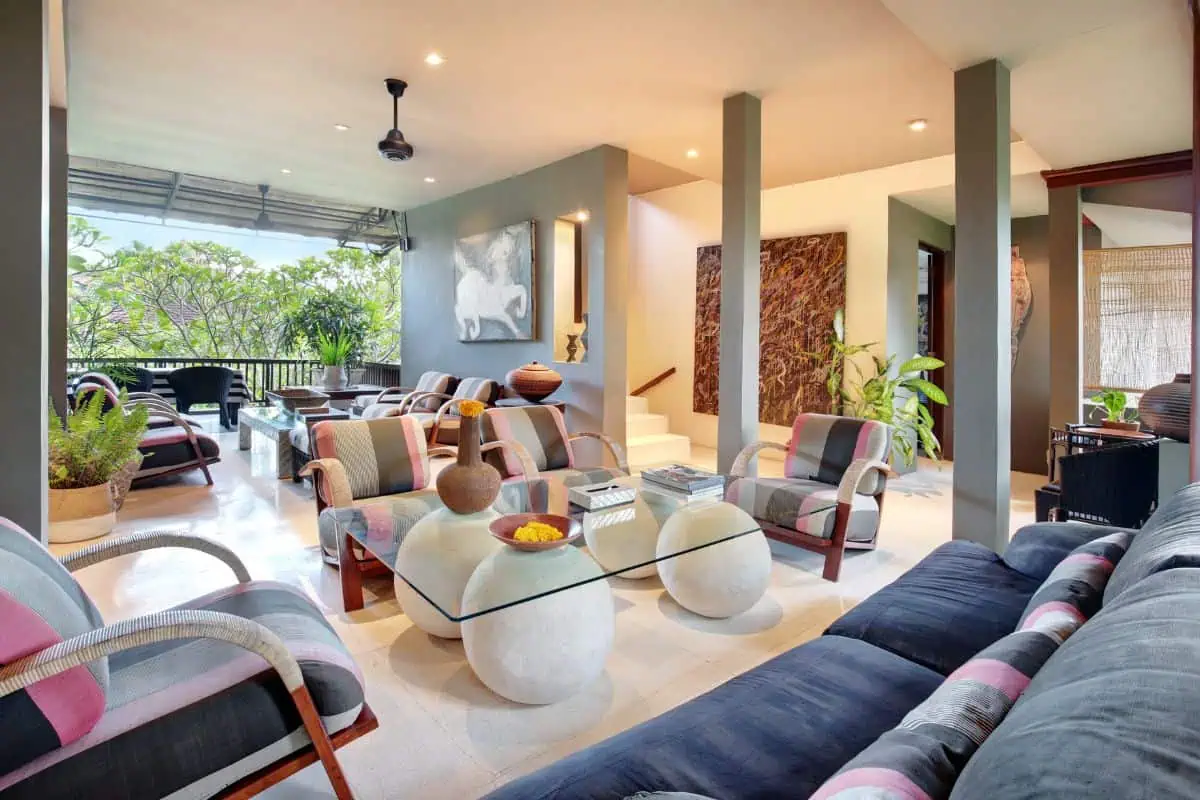 Open-air villa lounge in Bali used for Global NLP Training courses